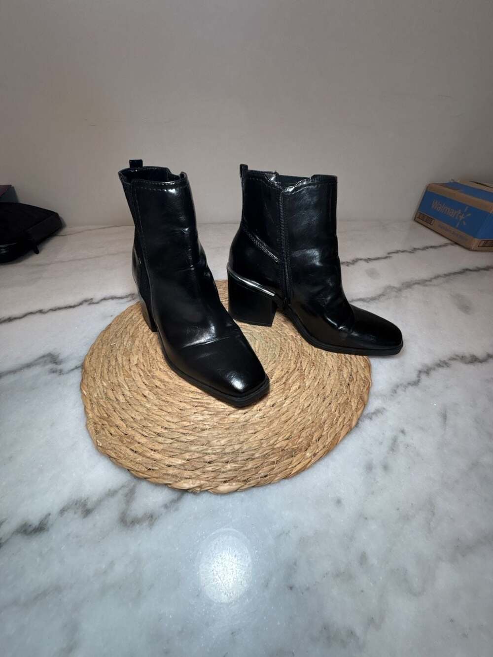 Kelly & Katie Black Ankle Boots Block Heel